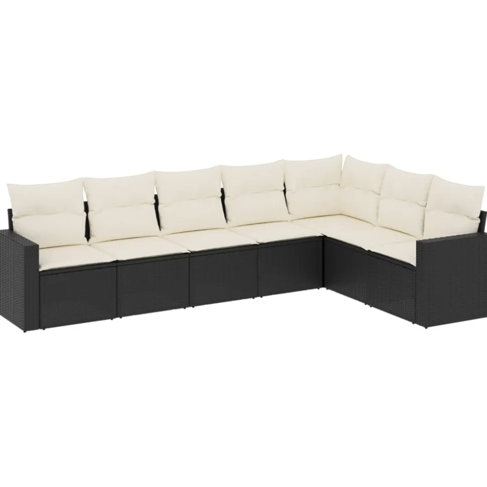 MAISON EXCLUSIVE - Salon de jardin 7 pcs avec coussins noir résine tressée
