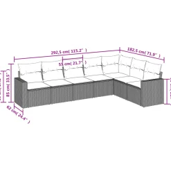 MAISON EXCLUSIVE - Salon de jardin 7 pcs avec coussins noir résine tressée