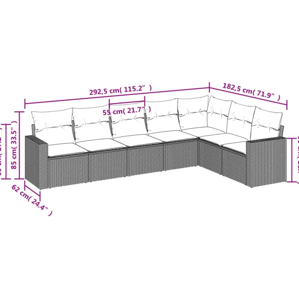 MAISON EXCLUSIVE - Salon de jardin 7 pcs avec coussins noir résine tressée