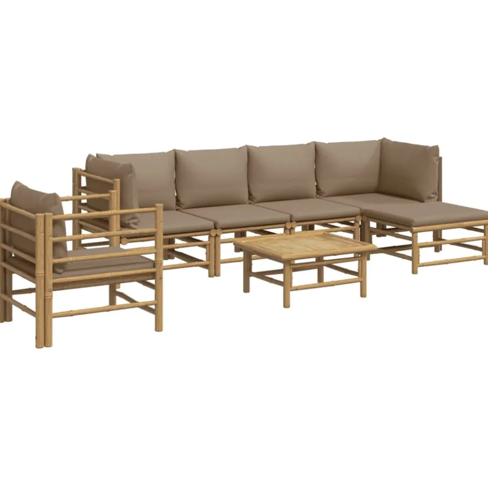 MAISON EXCLUSIVE - Salon de jardin 7 pcs avec coussins taupe bambou