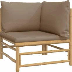 MAISON EXCLUSIVE - Salon de jardin 7 pcs avec coussins taupe bambou