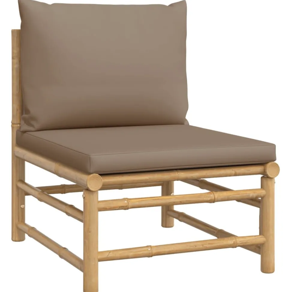 MAISON EXCLUSIVE - Salon de jardin 7 pcs avec coussins taupe bambou