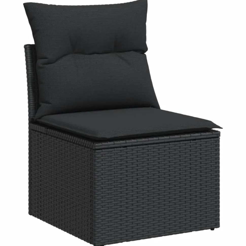 MAISON EXCLUSIVE - Salon de jardin 6 pcs avec coussins noir résine tressée
