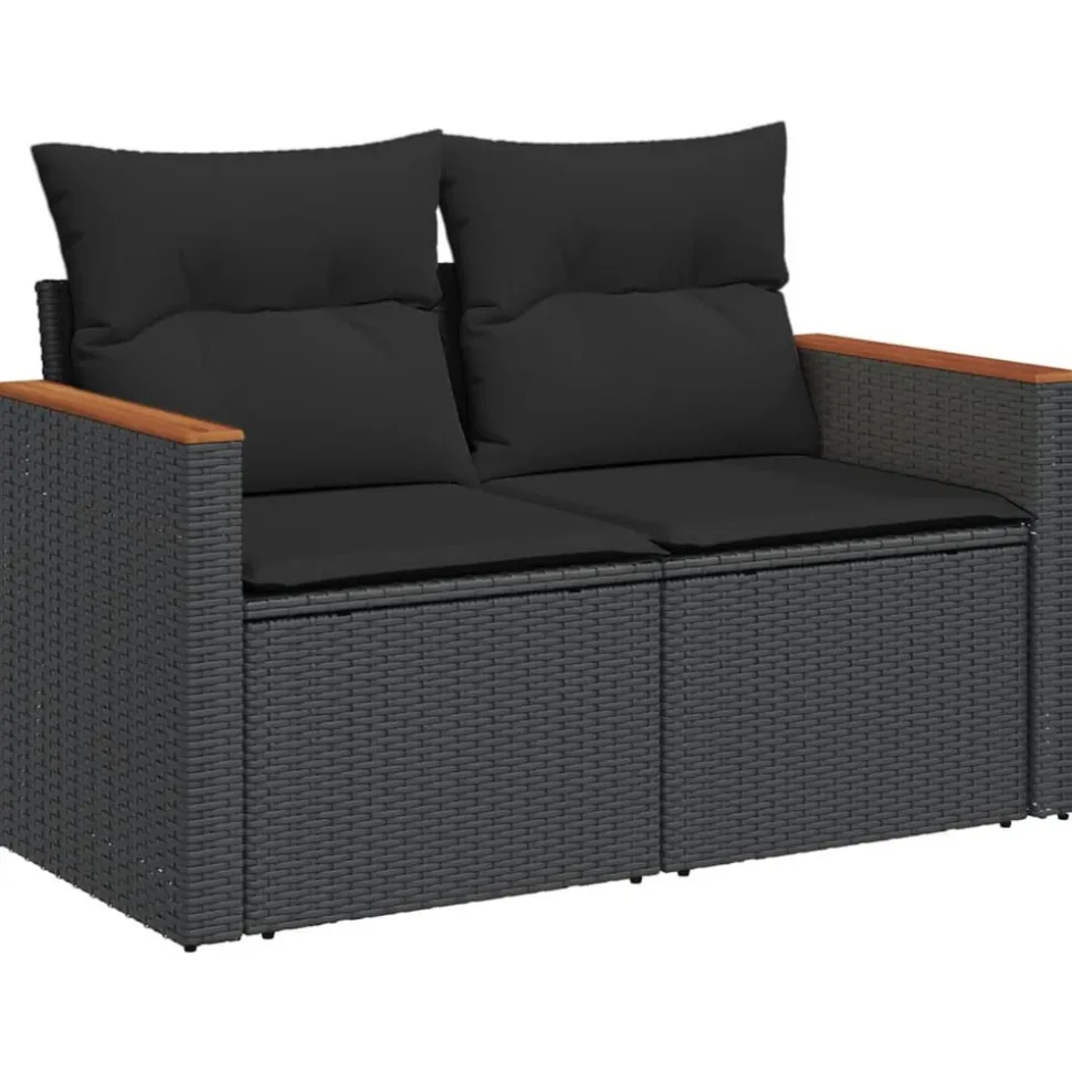 MAISON EXCLUSIVE - Salon de jardin 6 pcs avec coussins noir résine tressée