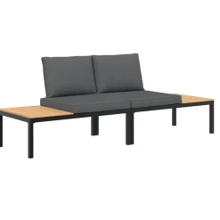 MAISON EXCLUSIVE - Salon de jardin 2 pcs avec coussins noir aluminium