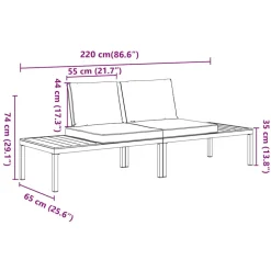 MAISON EXCLUSIVE - Salon de jardin 2 pcs avec coussins noir aluminium