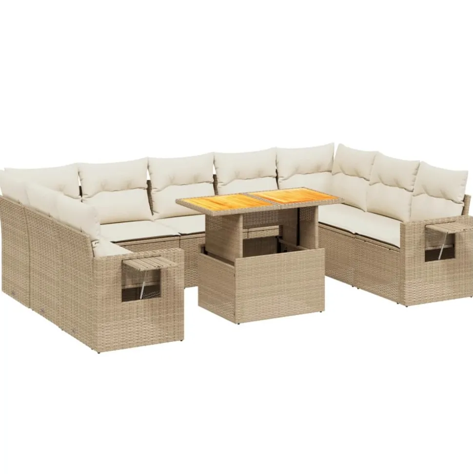 MAISON EXCLUSIVE - Salon de jardin avec coussins 10 pcs beige résine tressée