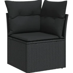 MAISON EXCLUSIVE - Salon de jardin 9 pcs avec coussins noir résine tressée