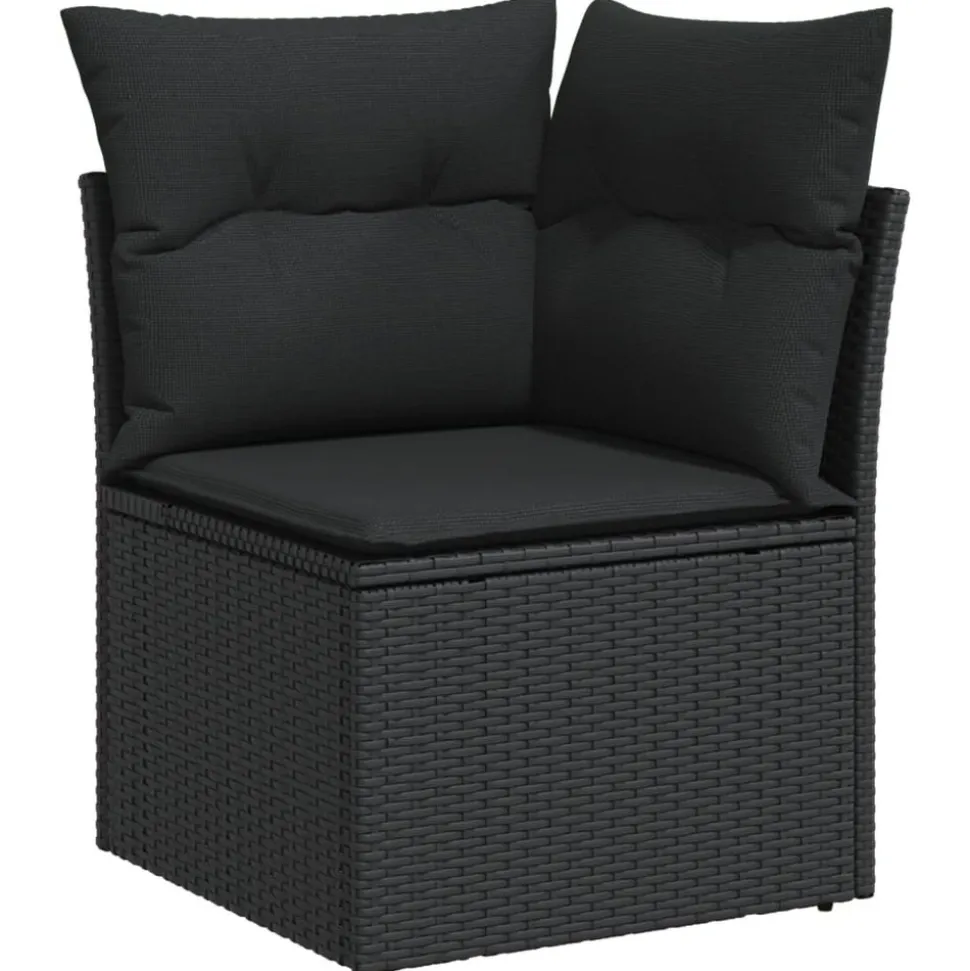 MAISON EXCLUSIVE - Salon de jardin 9 pcs avec coussins noir résine tressée