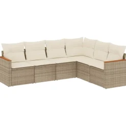 MAISON EXCLUSIVE - Salon de jardin avec coussins 6 pcs beige résine tressée