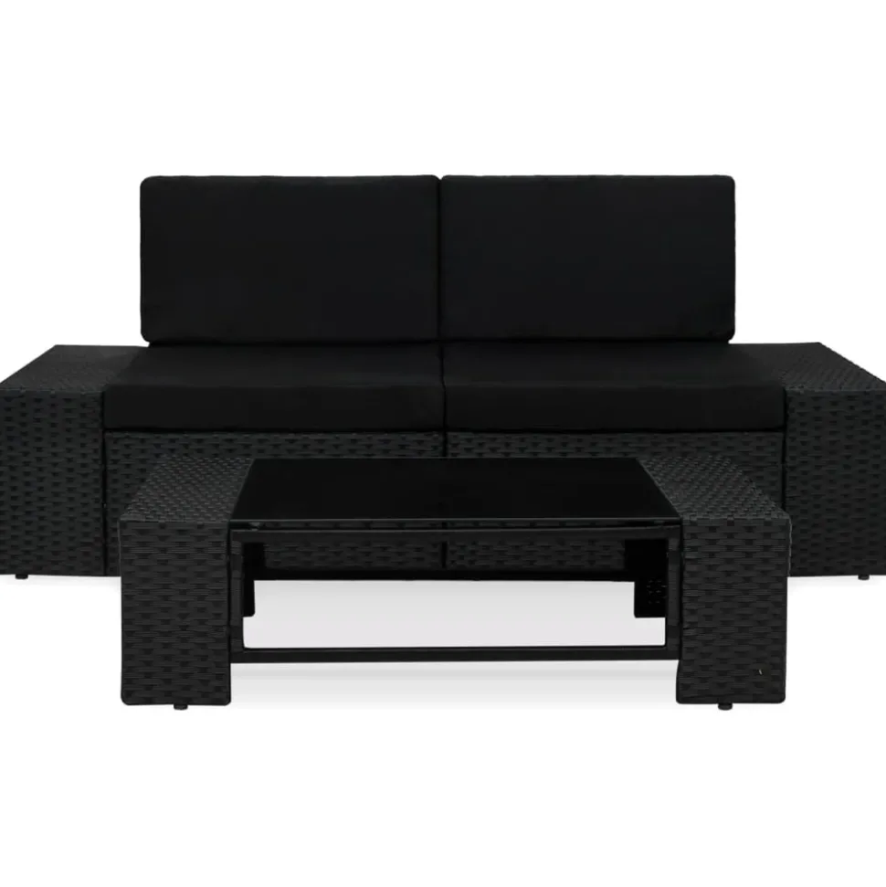 MAISON EXCLUSIVE - Salon de jardin 3 pcs résine tressée noir