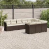MAISON EXCLUSIVE - Salon de jardin 10 pcs avec coussins marron résine tressée