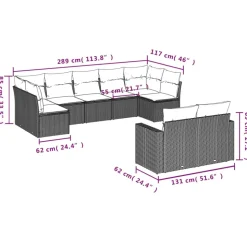 MAISON EXCLUSIVE - Salon de jardin avec coussins 9 pcs marron résine tressée
