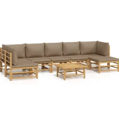 MAISON EXCLUSIVE - Salon de jardin 8 pcs avec coussins taupe bambou