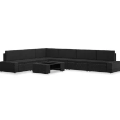 MAISON EXCLUSIVE - Salon de jardin 7 pcs résine tressée noir