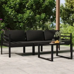 MAISON EXCLUSIVE - Salon de jardin 4 pcs avec coussins aluminium anthracite