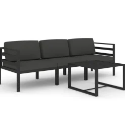 MAISON EXCLUSIVE - Salon de jardin 4 pcs avec coussins aluminium anthracite