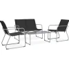 MAISON EXCLUSIVE - Salon de jardin 4 pcs tissu et acier noir