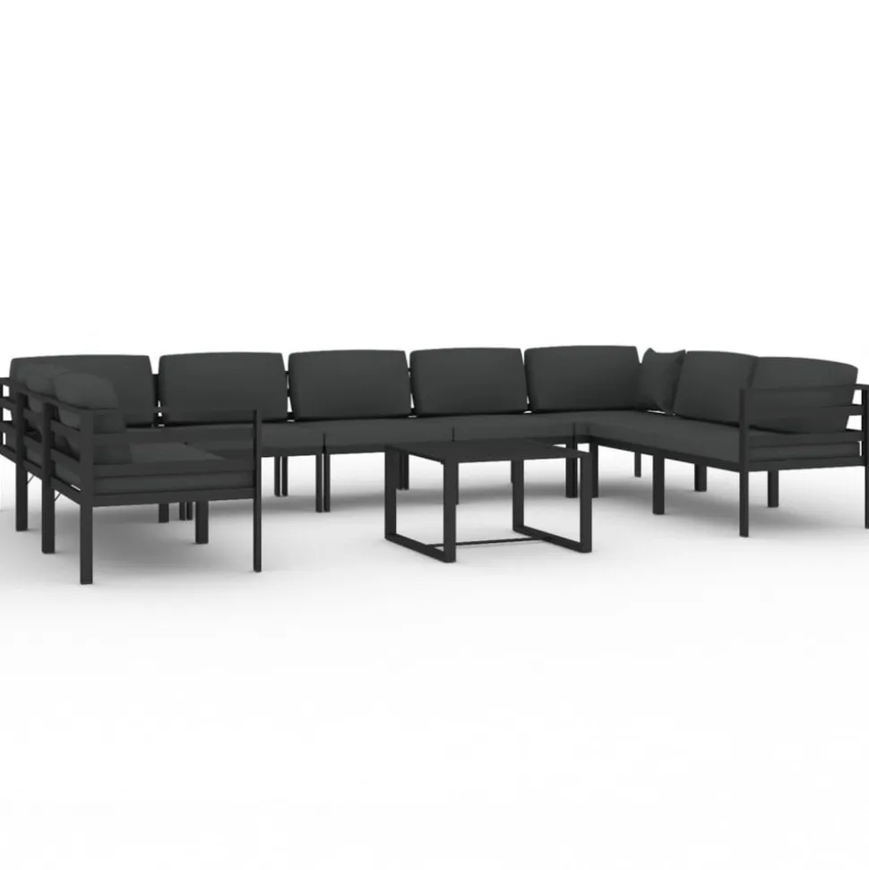 MAISON EXCLUSIVE - Salon de jardin 10 pcs avec coussins aluminium anthracite