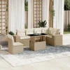 MAISON EXCLUSIVE - Salon de jardin avec coussins 7 pcs beige résine tressée