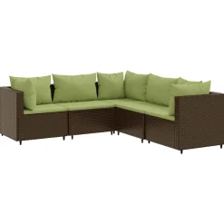 MAISON EXCLUSIVE - Salon de jardin 5 pcs avec coussins marron résine tressée