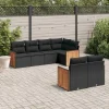 MAISON EXCLUSIVE - Salon de jardin 7 pcs avec coussins noir résine tressée