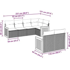 MAISON EXCLUSIVE - Salon de jardin 7 pcs avec coussins noir résine tressée