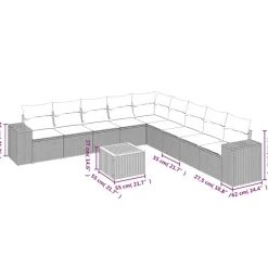 MAISON EXCLUSIVE - Salon de jardin avec coussins 10 pcs gris résine tressée