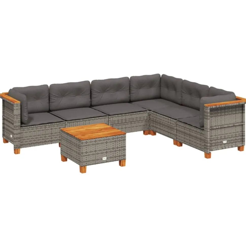 MAISON EXCLUSIVE - Salon de jardin avec coussins 7 pcs gris résine tressée