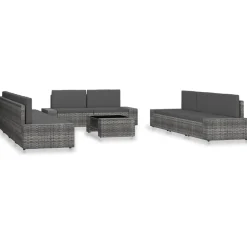MAISON EXCLUSIVE - Salon de jardin 10 pcs résine tressée gris