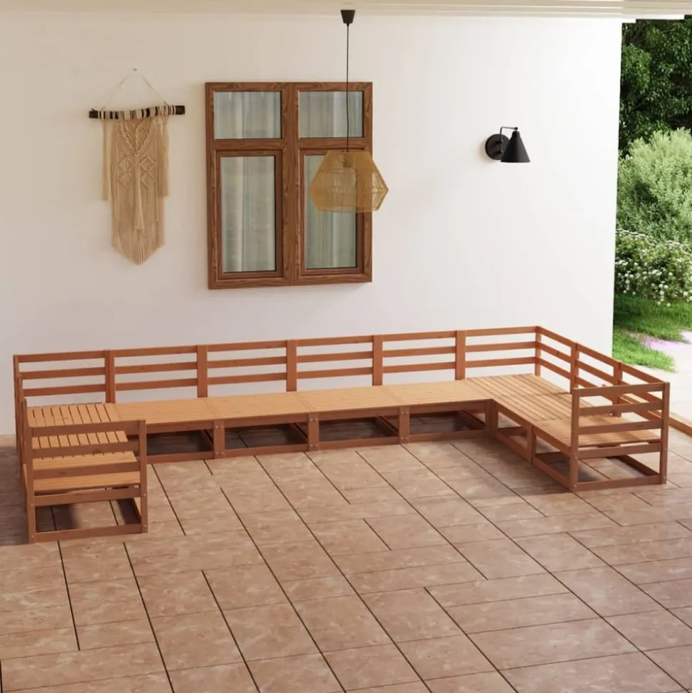 MAISON EXCLUSIVE - Salon de jardin 10 pcs bois de pin massif