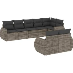 MAISON EXCLUSIVE - Salon de jardin 8 pcs avec coussins gris résine tressée