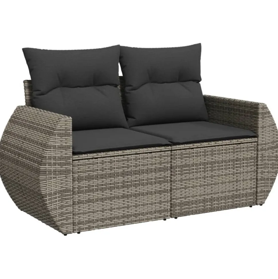 MAISON EXCLUSIVE - Salon de jardin 8 pcs avec coussins gris résine tressée