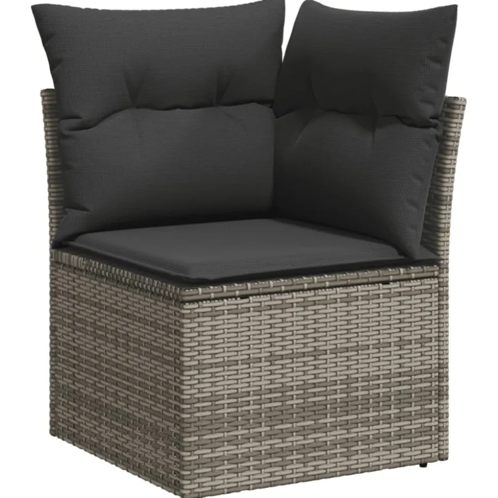 MAISON EXCLUSIVE - Salon de jardin 8 pcs avec coussins gris résine tressée