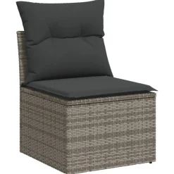 MAISON EXCLUSIVE - Salon de jardin 8 pcs avec coussins gris résine tressée