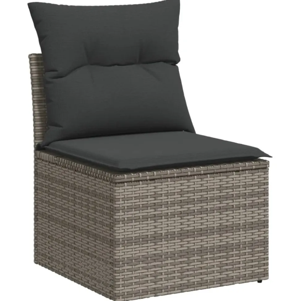 MAISON EXCLUSIVE - Salon de jardin 8 pcs avec coussins gris résine tressée