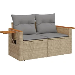 MAISON EXCLUSIVE - Salon de jardin avec coussins 7 pcs beige résine tressée