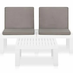 MAISON EXCLUSIVE - Salon de jardin 2 pcs avec coussins plastique blanc