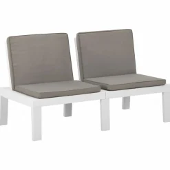 MAISON EXCLUSIVE - Salon de jardin 2 pcs avec coussins plastique blanc