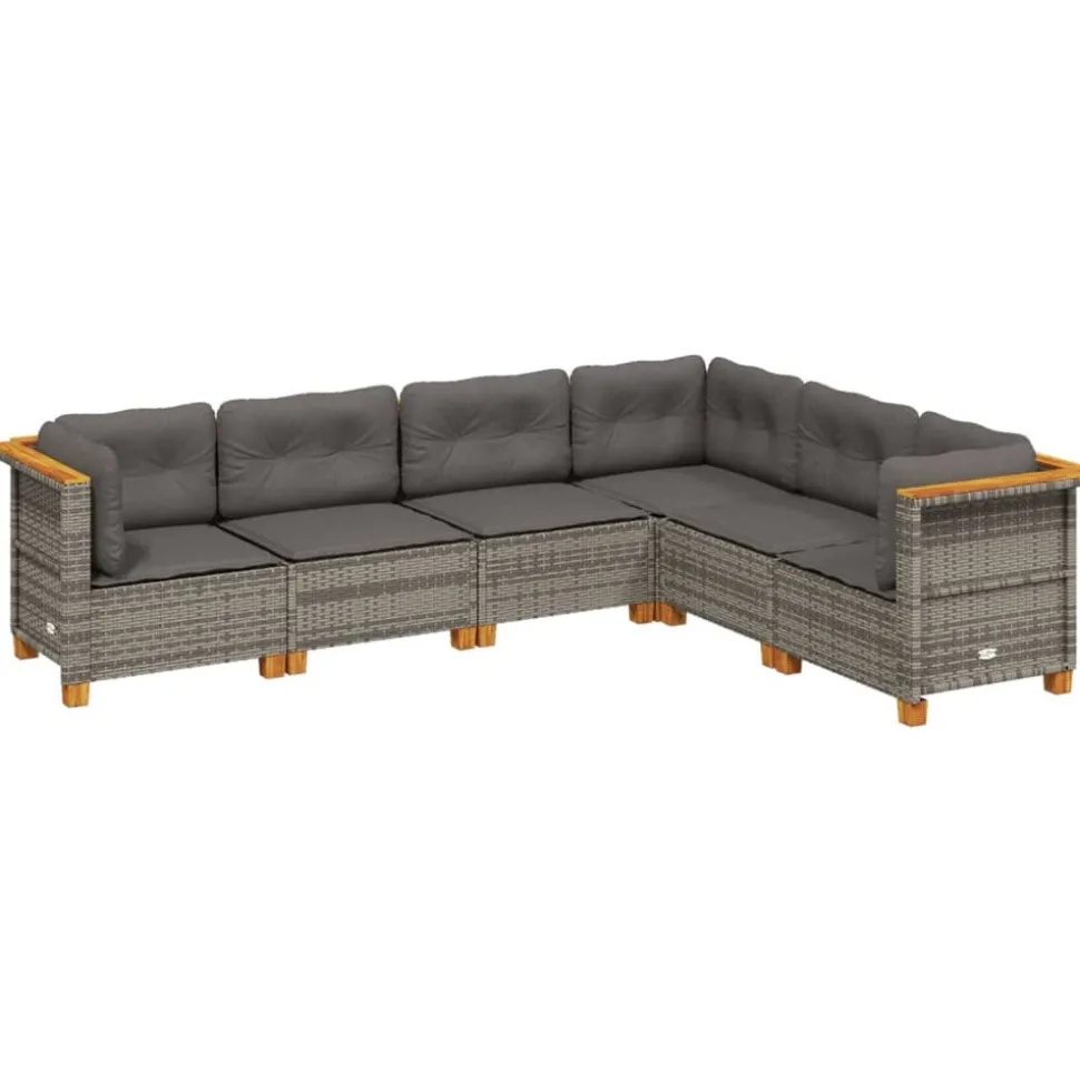 MAISON EXCLUSIVE - Salon de jardin 6 pcs avec coussins gris résine tressée