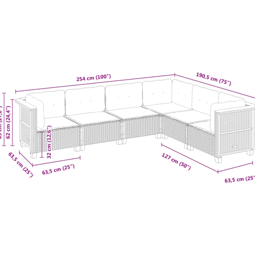 MAISON EXCLUSIVE - Salon de jardin 6 pcs avec coussins gris résine tressée
