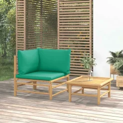MAISON EXCLUSIVE - Salon de jardin 2 pcs avec coussins vert bambou
