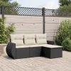 MAISON EXCLUSIVE - Salon de jardin 4 pcs avec coussins noir résine tressée