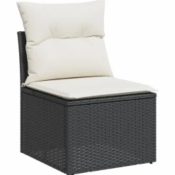 MAISON EXCLUSIVE - Salon de jardin 4 pcs avec coussins noir résine tressée