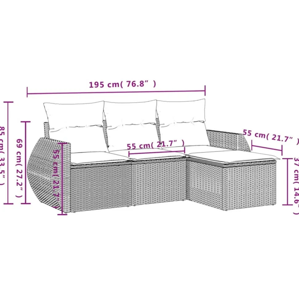 MAISON EXCLUSIVE - Salon de jardin 4 pcs avec coussins noir résine tressée