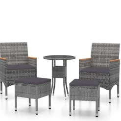 MAISON EXCLUSIVE - Salon de jardin 5 pcs résine tressée gris