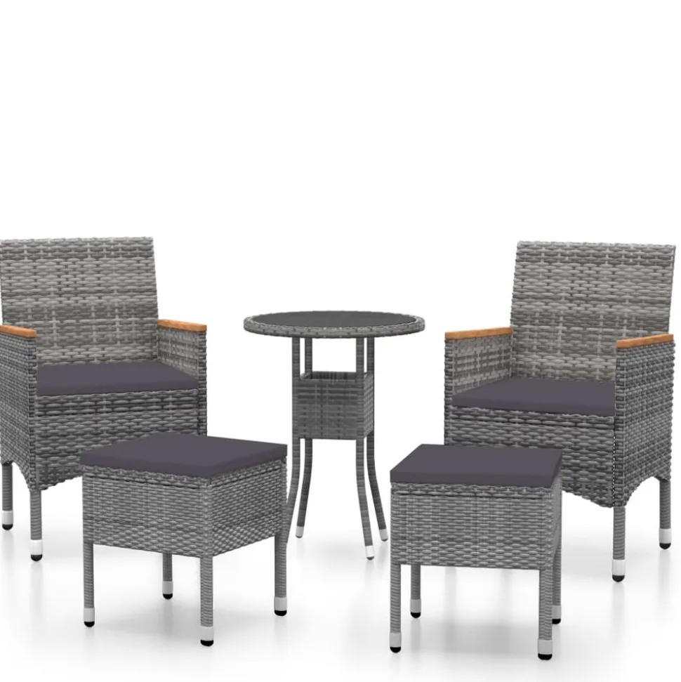 MAISON EXCLUSIVE - Salon de jardin 5 pcs résine tressée gris