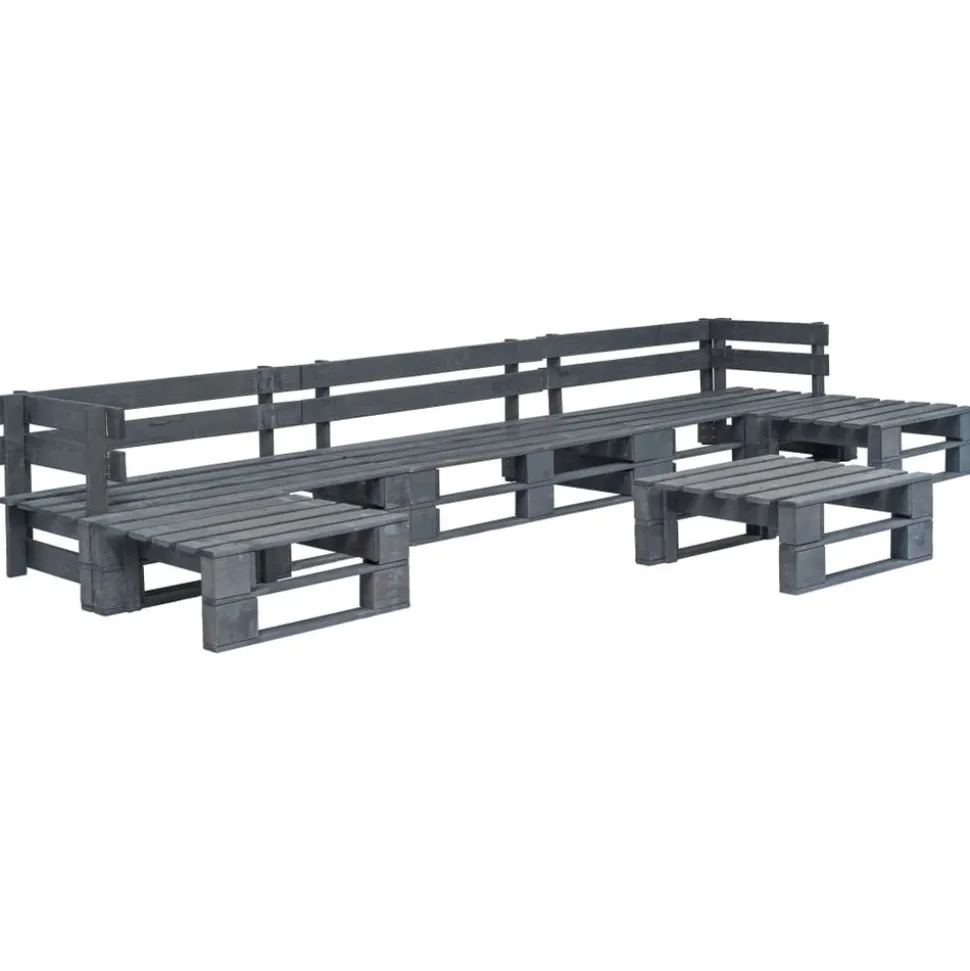 MAISON EXCLUSIVE - Salon de jardin palette 6 pcs bois gris