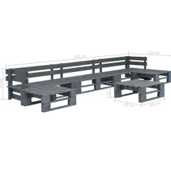 MAISON EXCLUSIVE - Salon de jardin palette 6 pcs bois gris