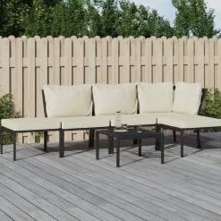 MAISON EXCLUSIVE - Salon de jardin 6 pcs avec coussins sable acier